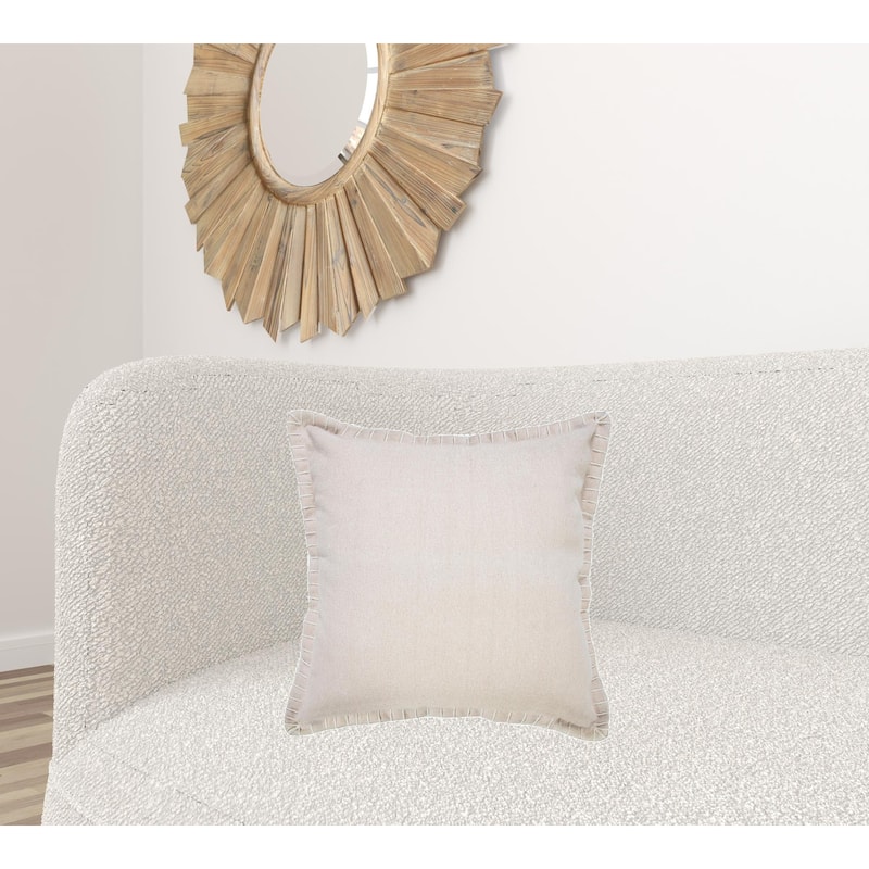 HomeRoots 20" X 20" Beige 100% Cotton Zippered Pillow