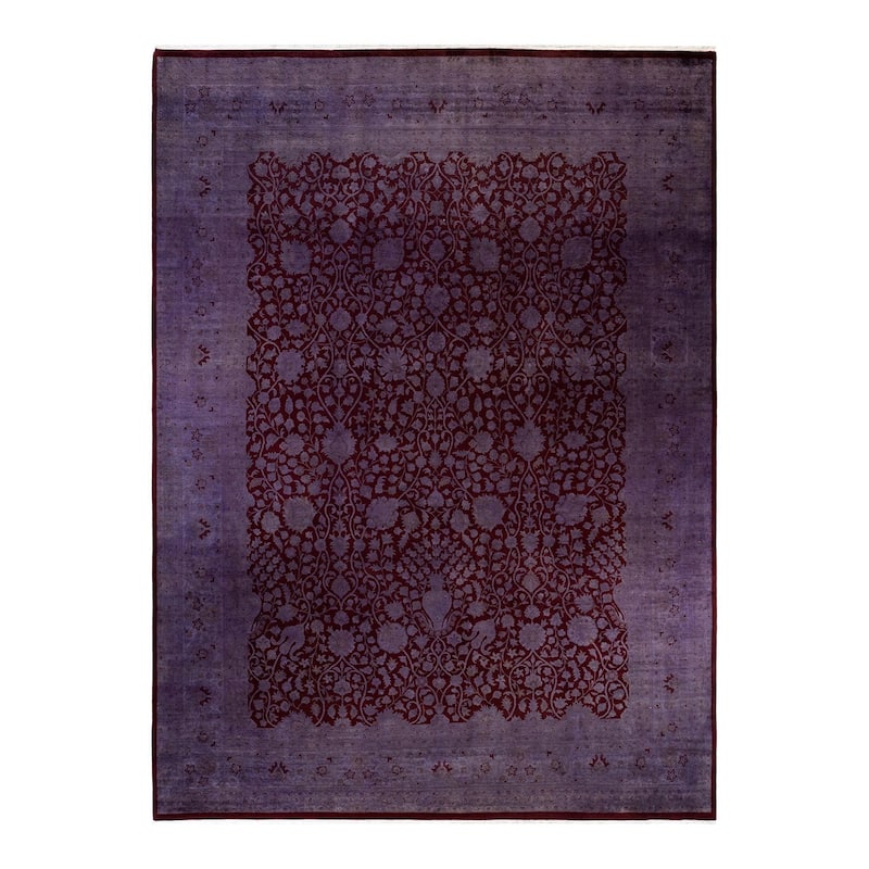Overton Hand Knotted Wool Vintage Inspired Modern Contemporary Overdyed Red Area Rug - 9' 0" x 12' 3"