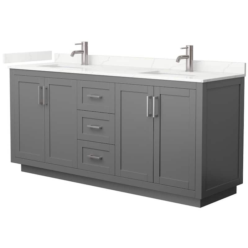 Wyndham Collection WCF292972D-QTZ-UNSMXX Miranda 72" Free Standing - Dark Gray / Giotto Quartz Top / Brushed Nickel