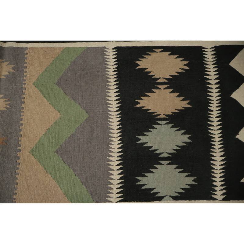 Hand Woven Oriental 100% Wool Carpet Southwestern Tribal Multi-Colored Kilim Area Rug - 11' 4'' X 11' 5''