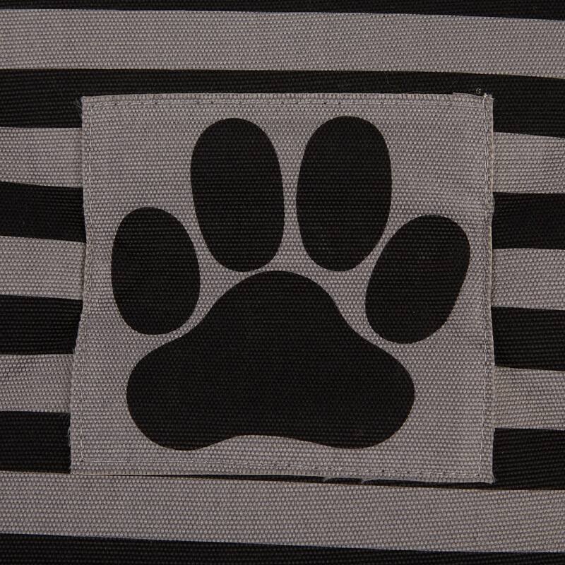 Bone Dry Polyester Pet Bin Stripe With Paw Patch Black Rectangle Large