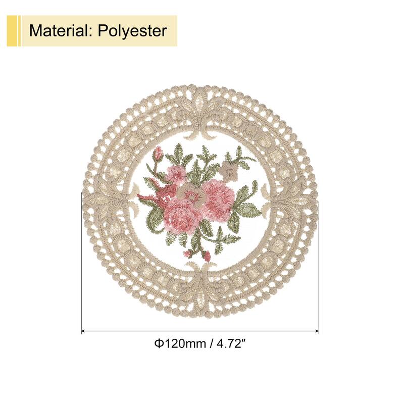 Fabric Coasters, 4.7" Polyester Round Lace Embroidery Cup Mat