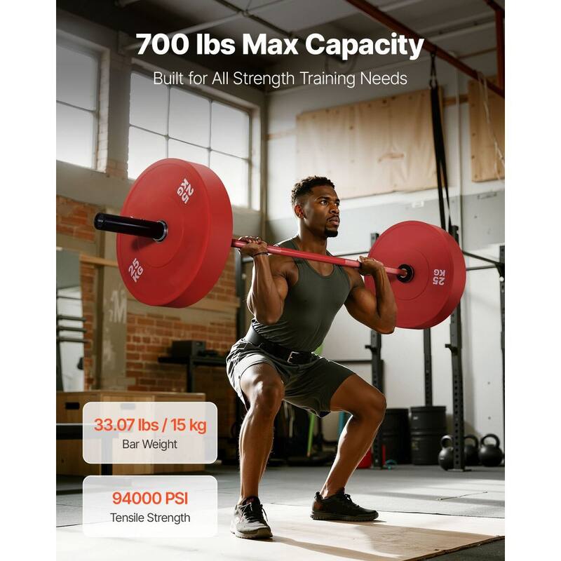 2-Inch Plate Compatible Steel Barbell with Brass Bushings and Diamond Knurled Handle