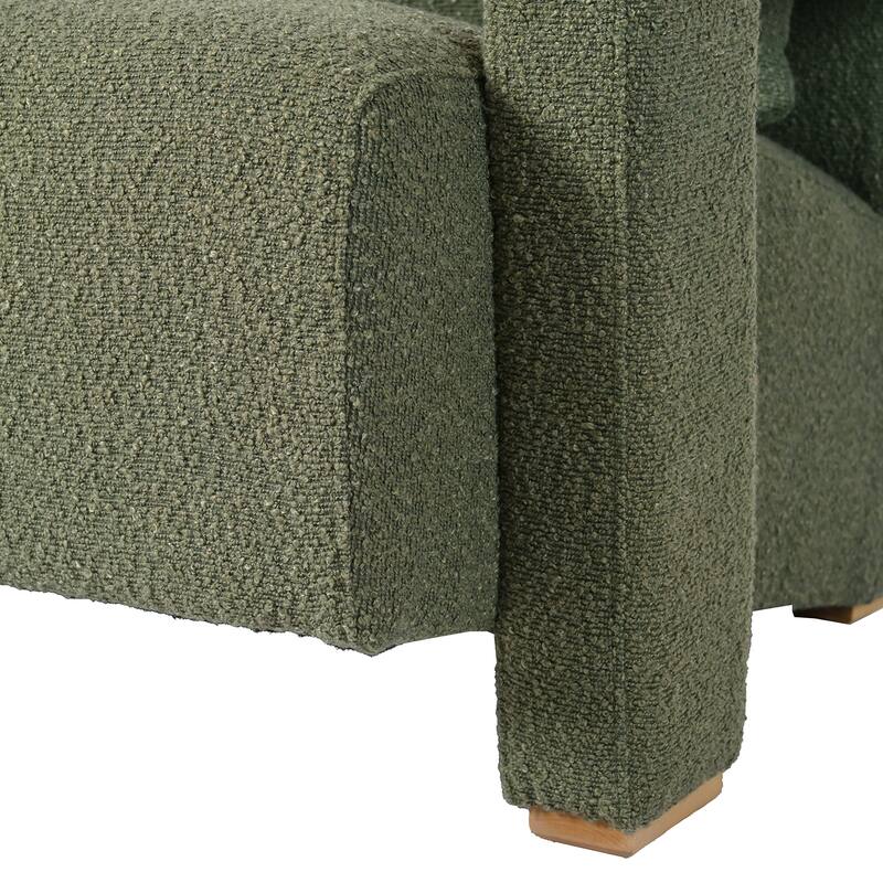 Modern Accent Chair with Square Arms, Living Room Upholstered Boucle Reading Chair Sofa Chair for Bedroom, Office