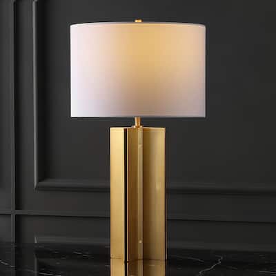 SAFAVIEH Couture Lighting 27-inch Rollins Square Metal Table Lamp - 15 IN W x 15 IN D x 27 IN H