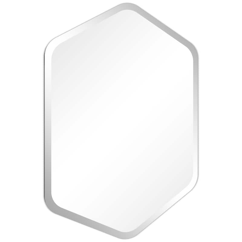 Frameless Beveled Hexagonal Black Matte Finished Wall Mirror - 24" x 32" x 0.6"