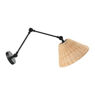 Adjustable Wall Sconce with Rattan Shade