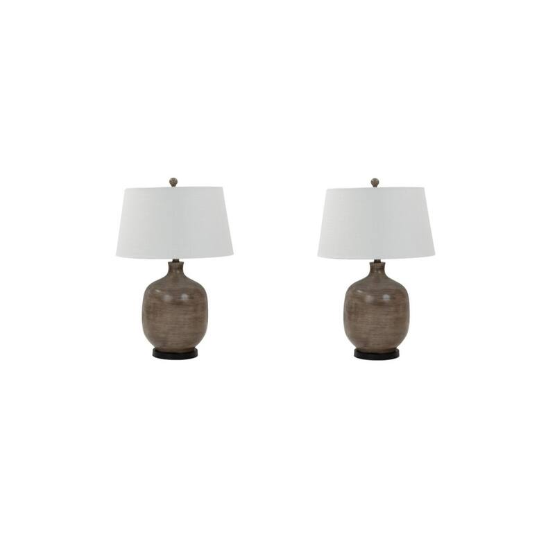 HomeRoots Set of Two 28" Black Table Lamp With White Empire Shade - 17