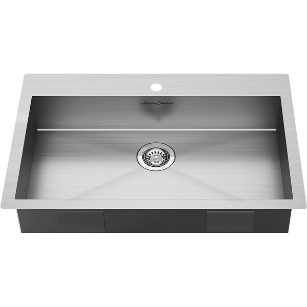 American Standard 18SB.6332211 Edgewater 33" Drop In or Undermount Single Basin Stainless Steel Kitchen Sink with Basket