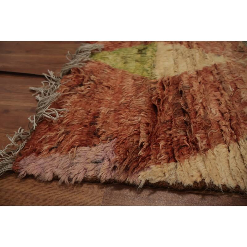 Hand Knotted Oriental 100% Wool Carpet Modern Tribal Oranges & Rust Moroccan Area Rug - 9' 11'' X 6' 5''