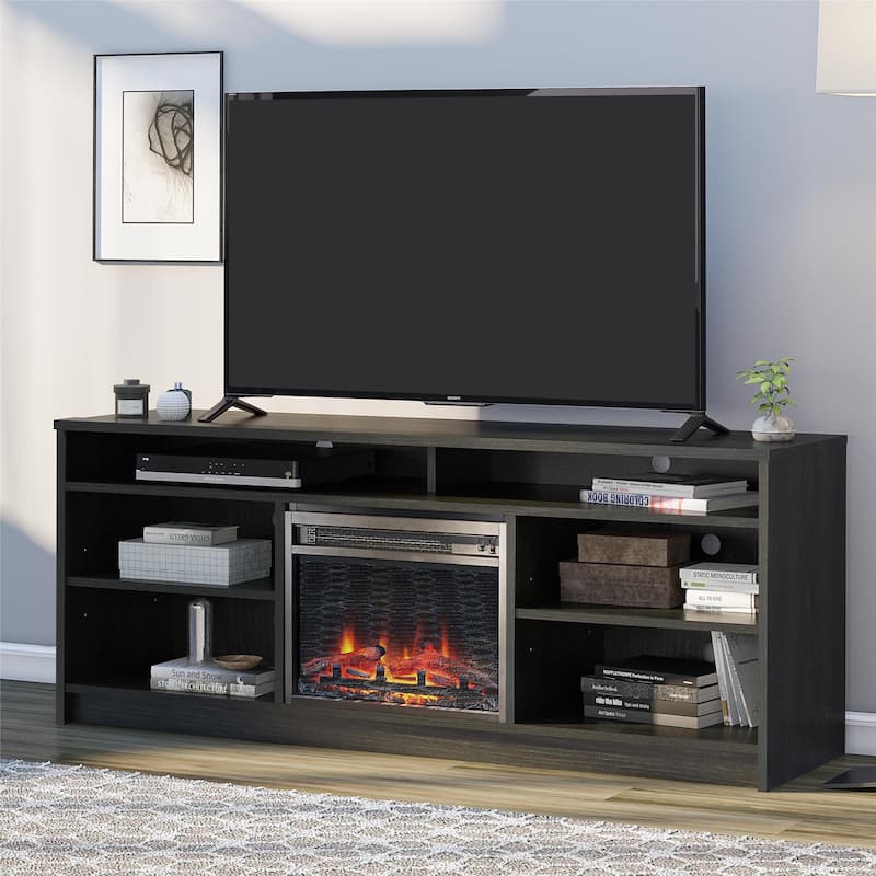 Ameriwood Home Hickory Hill 65" TV Stand with Electric Fireplace