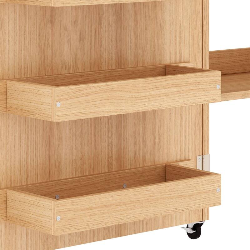 Moasis Folding Sewing Craft Table with Storage Shelves Cabinet With Charge Station