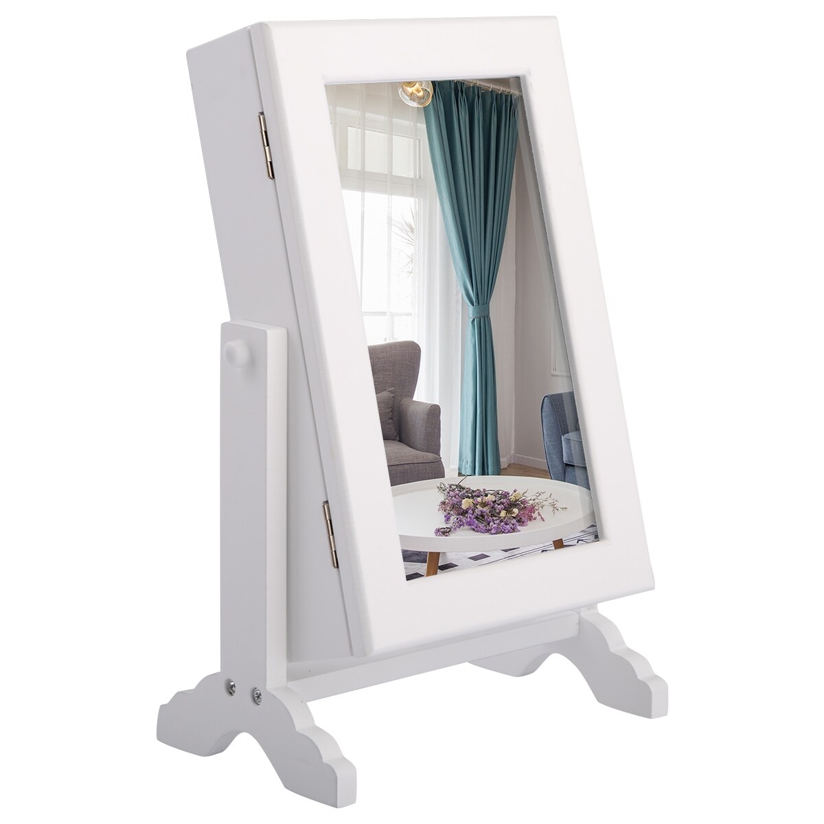 Shop Costway Small Mirrored Jewelry Cabinet Organizer Armoire
