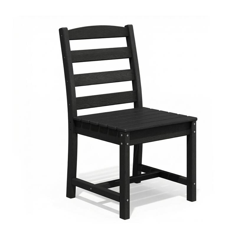 Set of 2 Outdoor Dining Chairs with Armrests, HDPE All Weather Patio Chairs, Waterproof UV Resistant Wood Grain Armchai