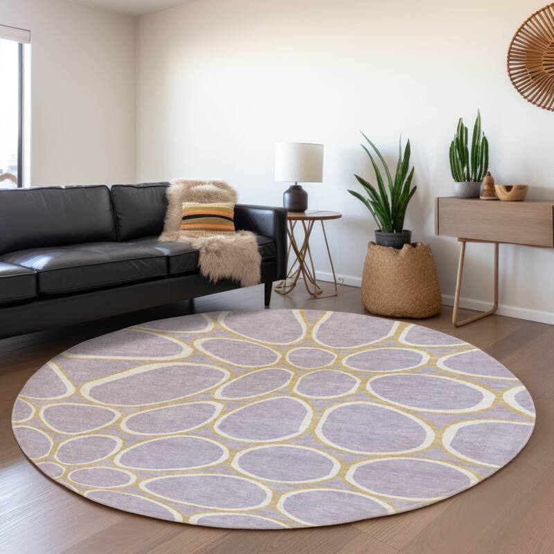Premium Washable Super Soft Contemporary Bubble Mayfield Rug - Lavender - 8' x 8'