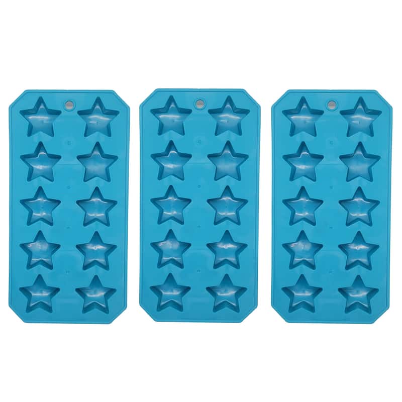 Chef Craft Flexible Thermoplastic 10-Cube Ice Cube Tray - Star Shapes - 3 Pack