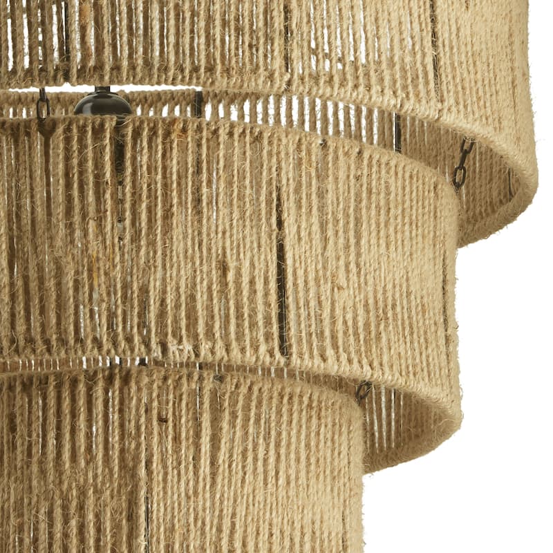 Primrose River of Goods Tan and Black Jute and Metal 19.75-Inch Pendant Light with Adjustable Hanging Cord