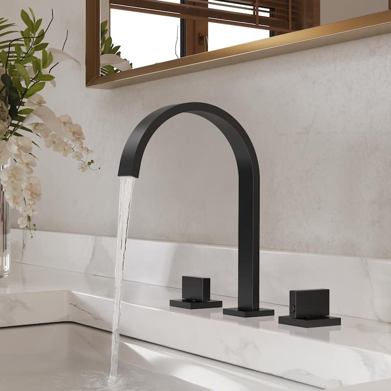 GRANDJOY High Arc Double Handle Bathroom Sink Faucet with Drain