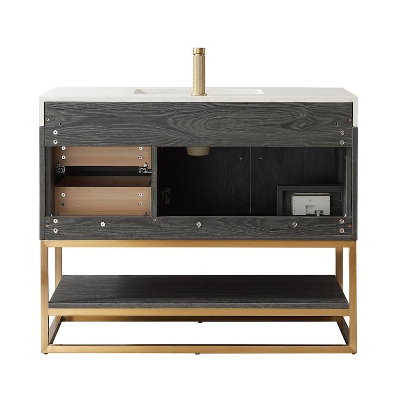 Alistair Bath Vanity with Grain White Stone Top without Mirror