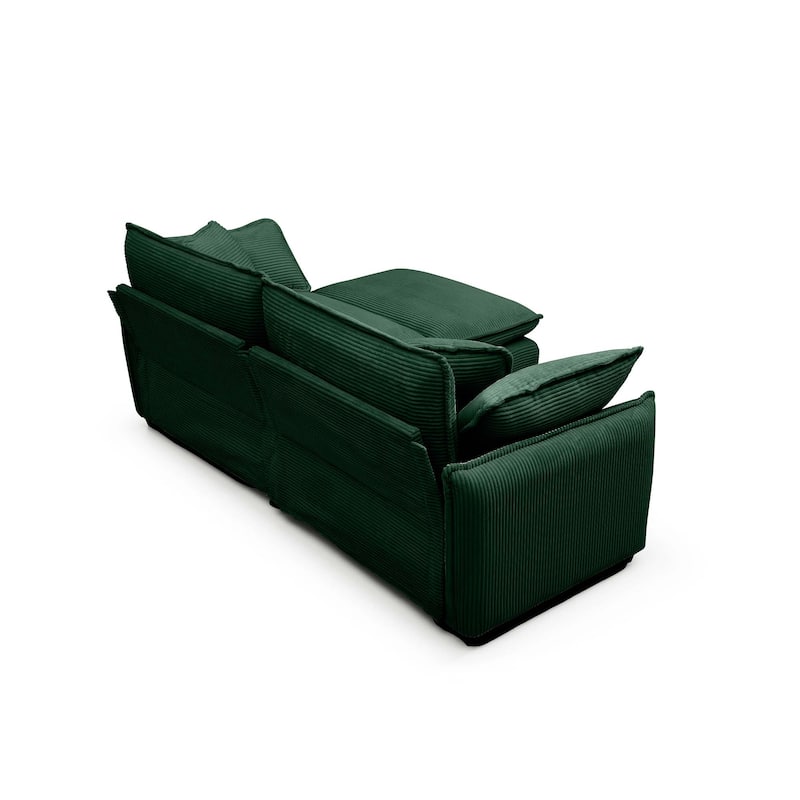 3-piece Corduroy Upholstered L-Shaped Modular Sectional Sofa with Removable Ottoman, 4 Pillows, and Free Combination