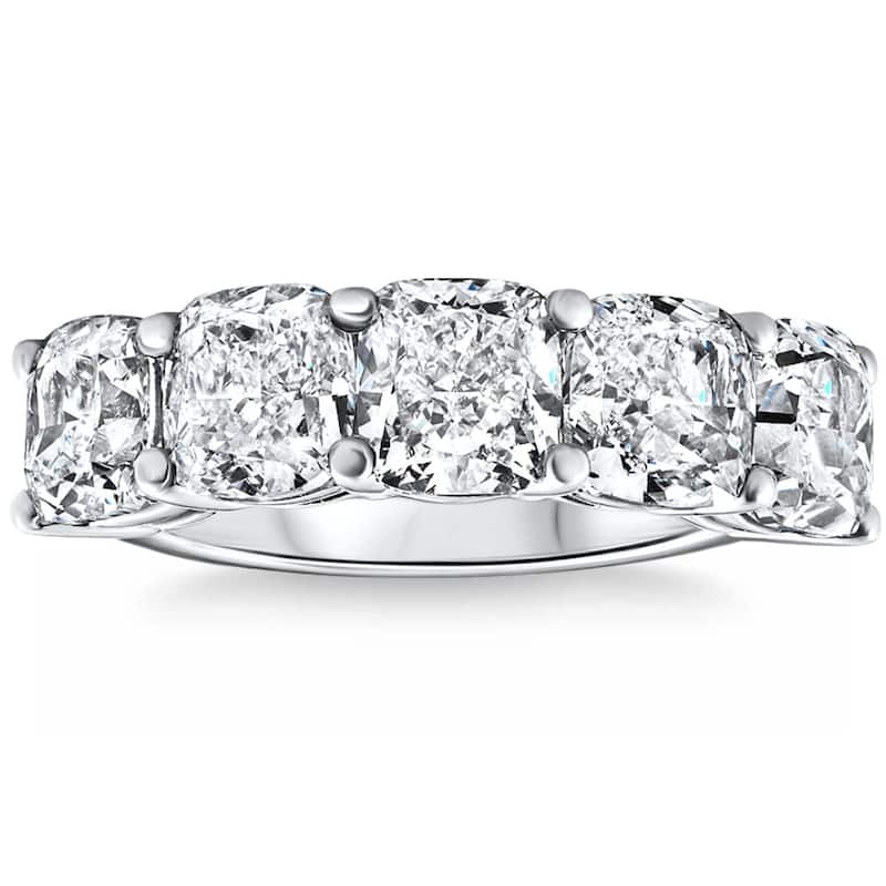 5 1/4Ct Cushion Cut 5-Stone Diamond Wedding Anniversary Ring Gold Lab Grown