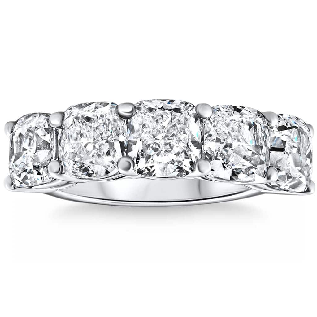 Bliss Diamond 5 1/4Ct Cushion Cut 5-Stone Diamond Wedding Anniversary Ring Gold Lab Grown