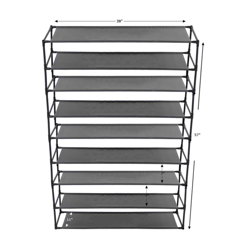 Shoe Rack Detachable Non-Woven Waterproof Fabric Shoe Organizer Tower Black Set of 2