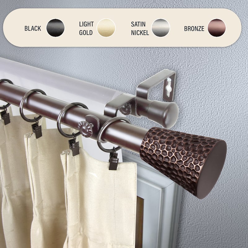 InStyleDesign Emil 1 inch Diameter Adjustable Double Curtain Rod - 28 to 48 inches - Bronze