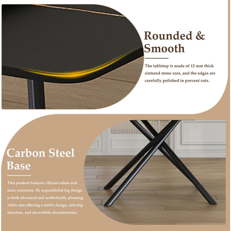 Black Extendable Dining Table Coffee Table with Cross-Legs, 8 Dining Chairs Coffee Chairs Dining Sets