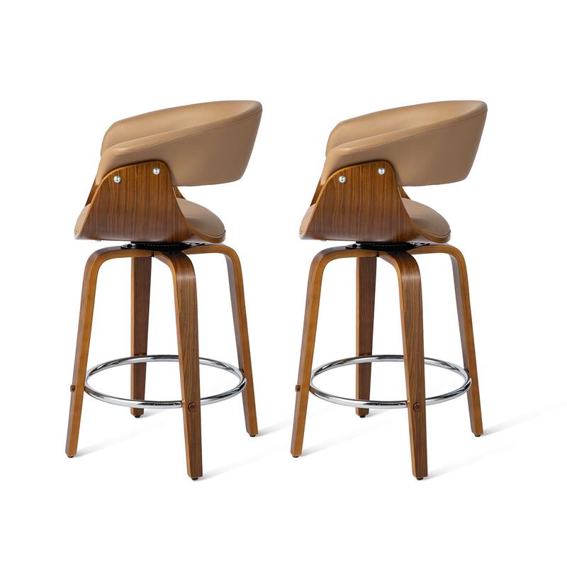 Glitzhome Set of 4 Modern Counter or Bar Height Faux Leather Swivel Pub Stools