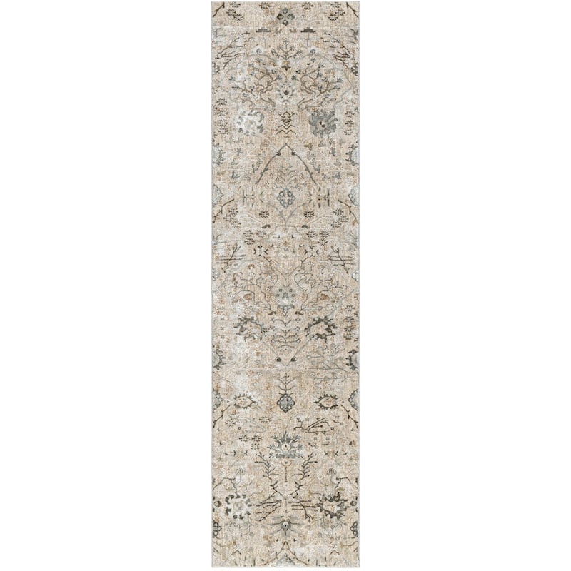 Brain Transitional Floral Area Rug - 2' 7" x 10' - Khaki