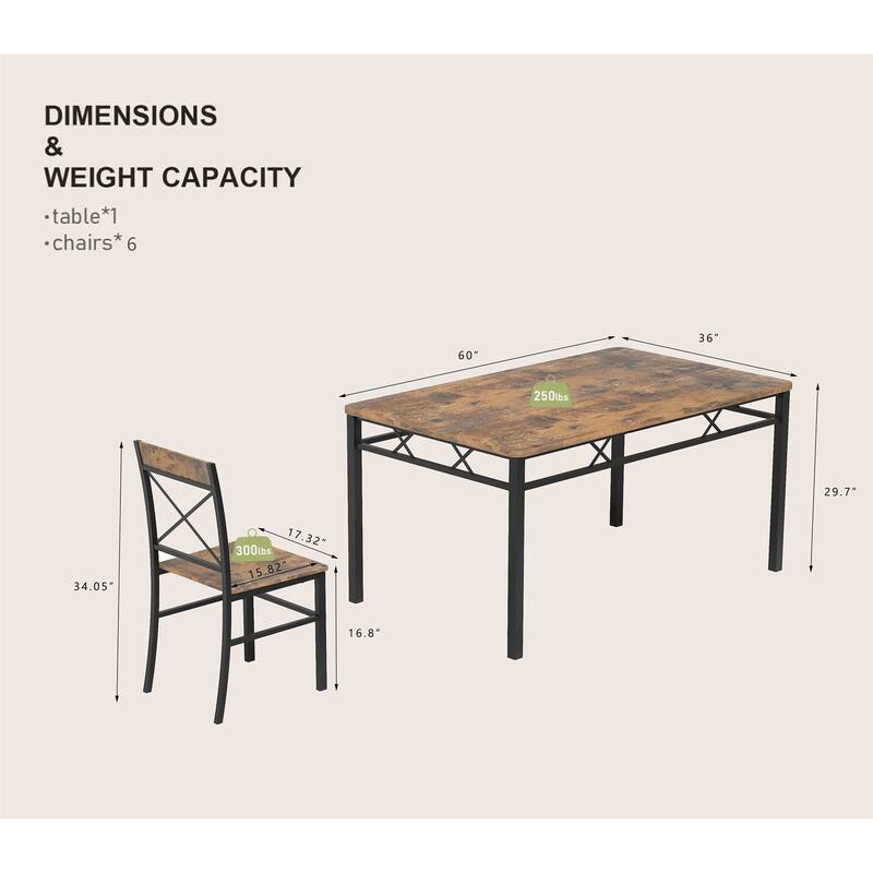 Dining Table Set with 6 Chairs Perfect for Small Space