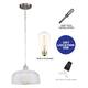 1-Light Satin Nickel Pendant Light with Ribbed Glass - D10.5 " x H7.25"