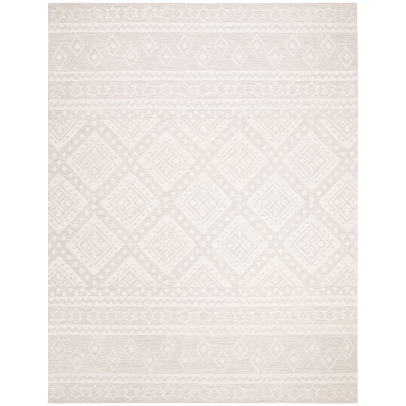 SAFAVIEH Handmade Micro-Loop Kobie Wool Rug - 8' x 10' - Grey/Ivory