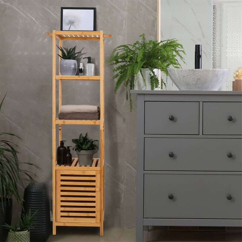 Multi-use Storage/Towel Cabinet with 3-tier Shelves for Home Organize