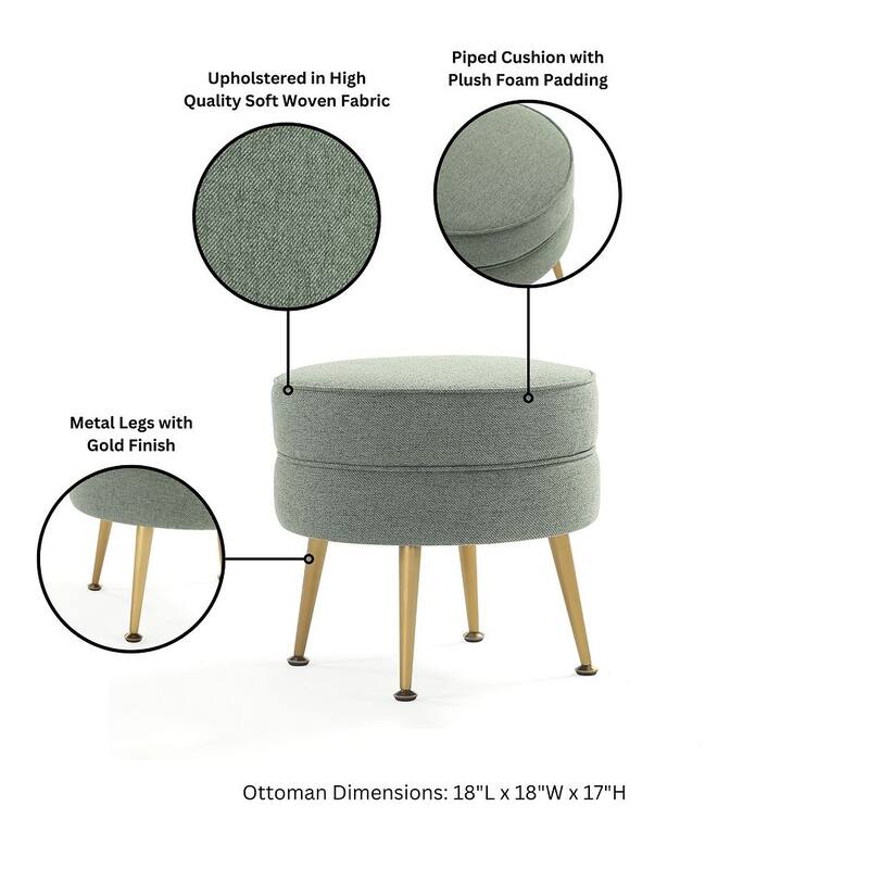 Manhattan Comfort Bailey Mid Century Modern Woven Upholstered Round Ottoman