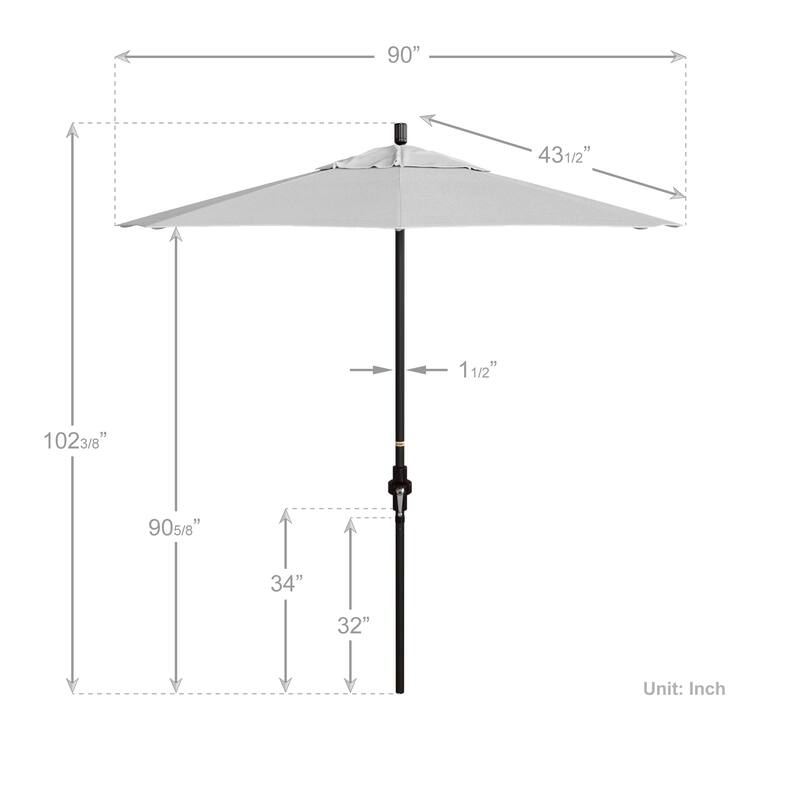 California Umbrella 75' Sun Master Patio Umbrella Bronze Aluminum Pole Fiberglass Ribs Crank Lift Tilt Pacifica
