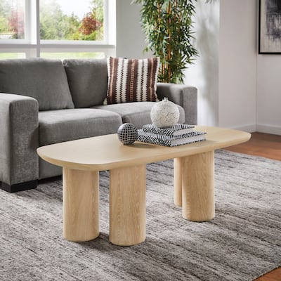 Edo Contemporary Oak-Finished Table with Sturdy Column Base by iNSPIRE Q Modern