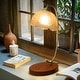 preview thumbnail 2 of 8, Vintage Flower Glass Table Lamp with Wooden Base USB Charging Port - 6.6x20.2 inch