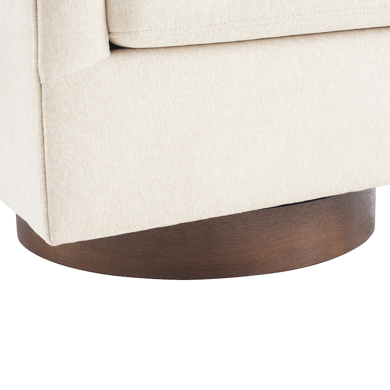 Modern Accent Chair Upholstered Fabric Living Room Swivel Barrel Armchair Wood Frame