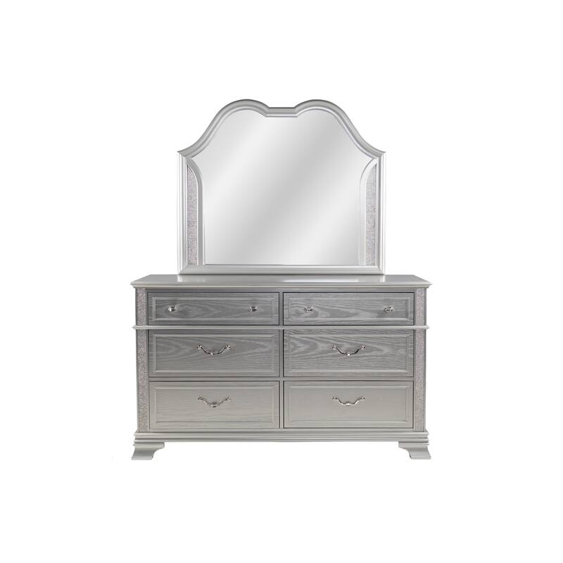 Traditional Style Bed Set Glitter Stripe Light Gray Bedroom Furniture