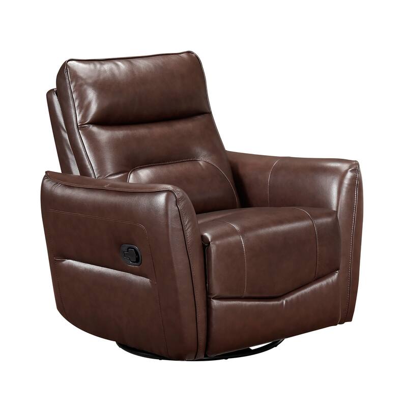 Esther 36" Leather Swivel Glider Recliner - Pull-Handle Motion - Brown