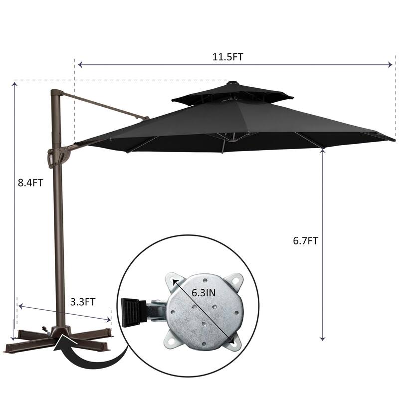 Pellebant Outdoor Round Cantilever Umbrella with Double Top