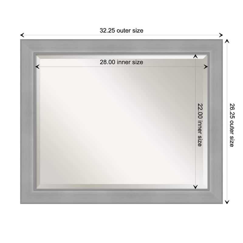 Beveled Wall Mirror - Vista Brushed Nickel Frame - Vista Brushed Nickel - 32.25 x 26.25-inch