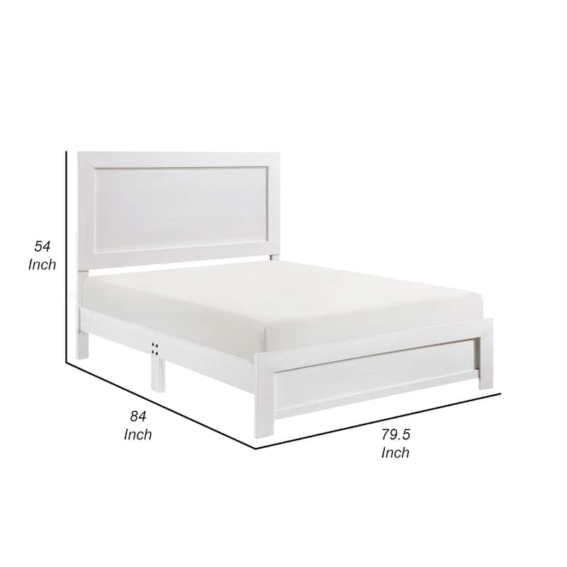 Eby King Size Bed, Rustic Farmhouse Style, White Finish Wood Veneer