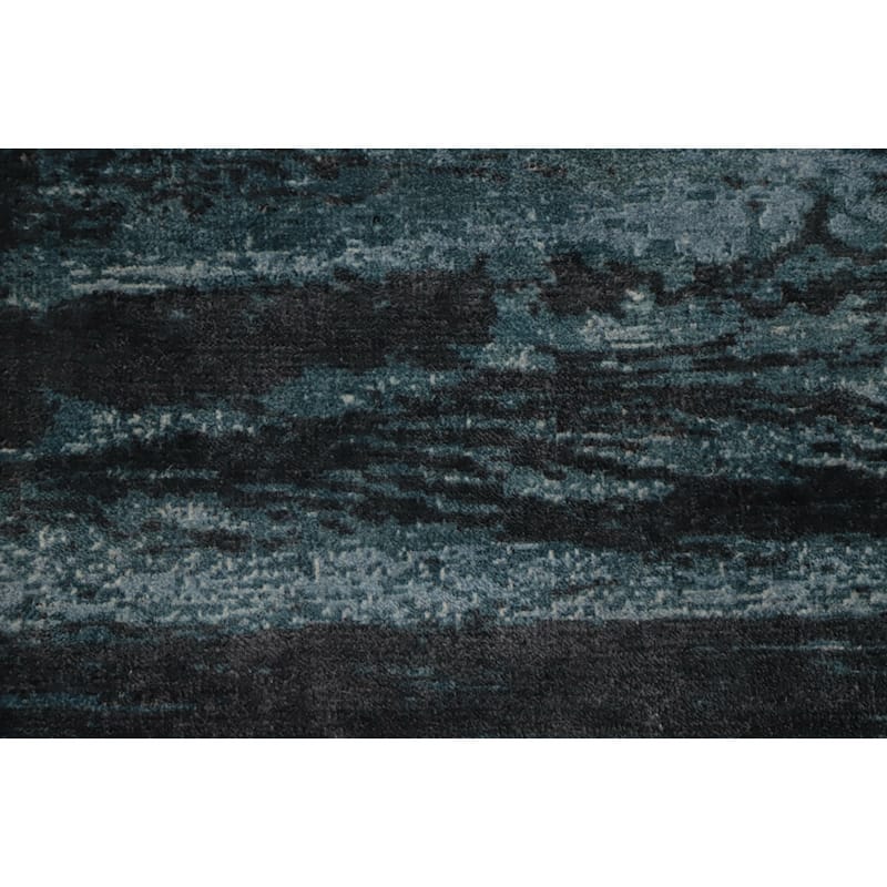 Hand Knotted Oriental Viscose Silk Carpet Modern Pictorial Green Abstract Area Rug - 7' 11'' X 5' 0''
