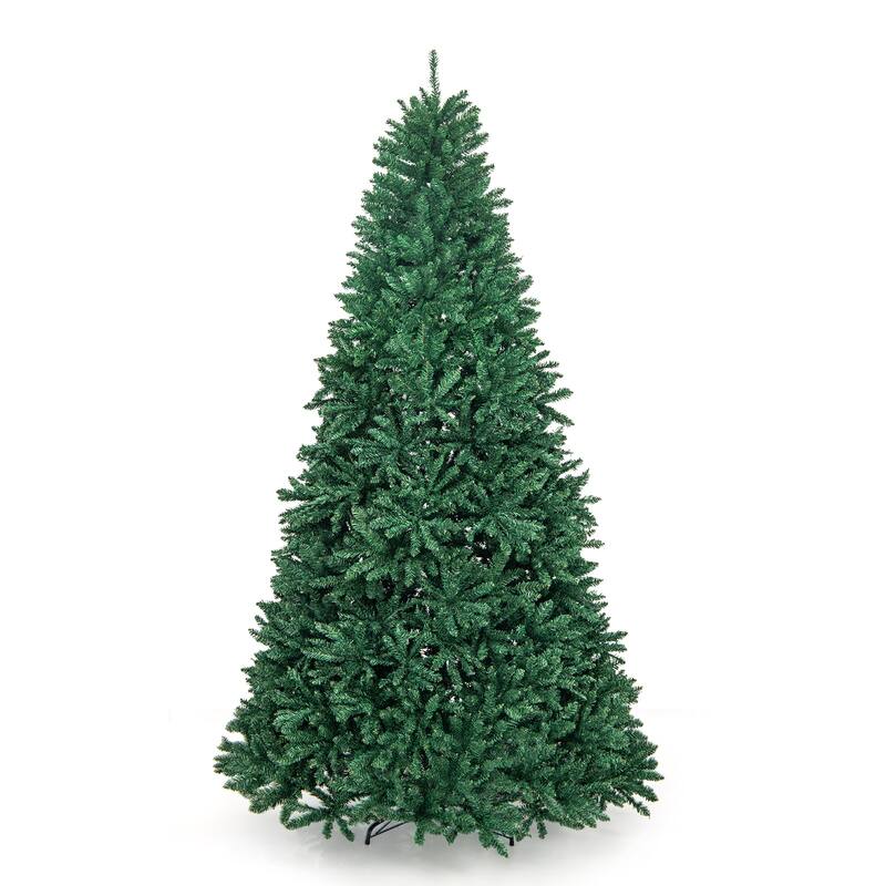 9 Feet Hinged Premium Artificial PVC Christmas Tree with Solid Metal Stand - Green - 9 Foot