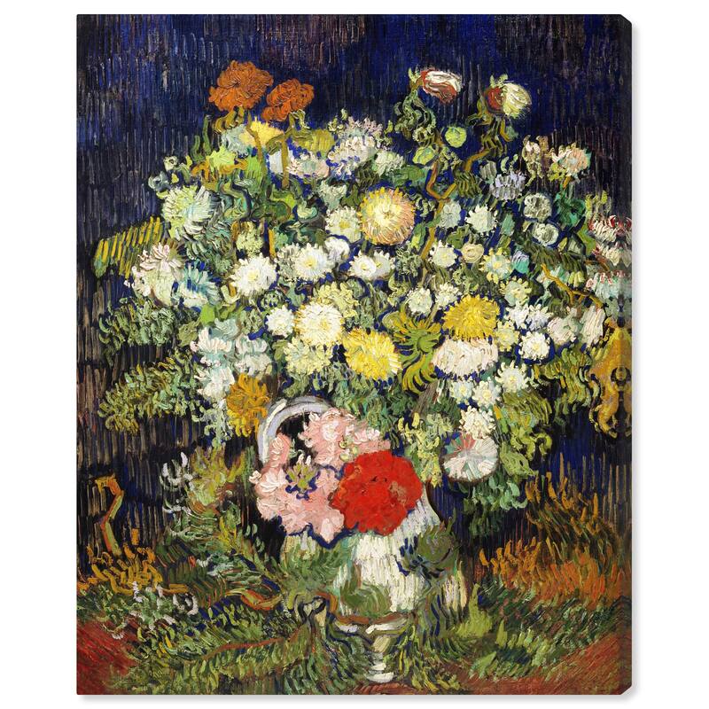 Wynwood Studio Canvas Floral and Botanical Van Gogh - Bouquet of Flowers in a Vase Green and Traditional Wall Art Canvas Print