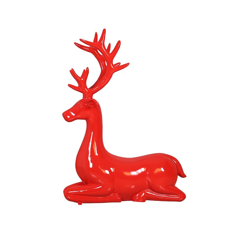 Commercial Fiberglass Sitting Reindeer Outdoor Christmas Decoration - 54" - Red