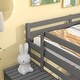 preview thumbnail 5 of 8, Grey Full Size Wood Loft Bed with Ladder and Fence for Bedroom